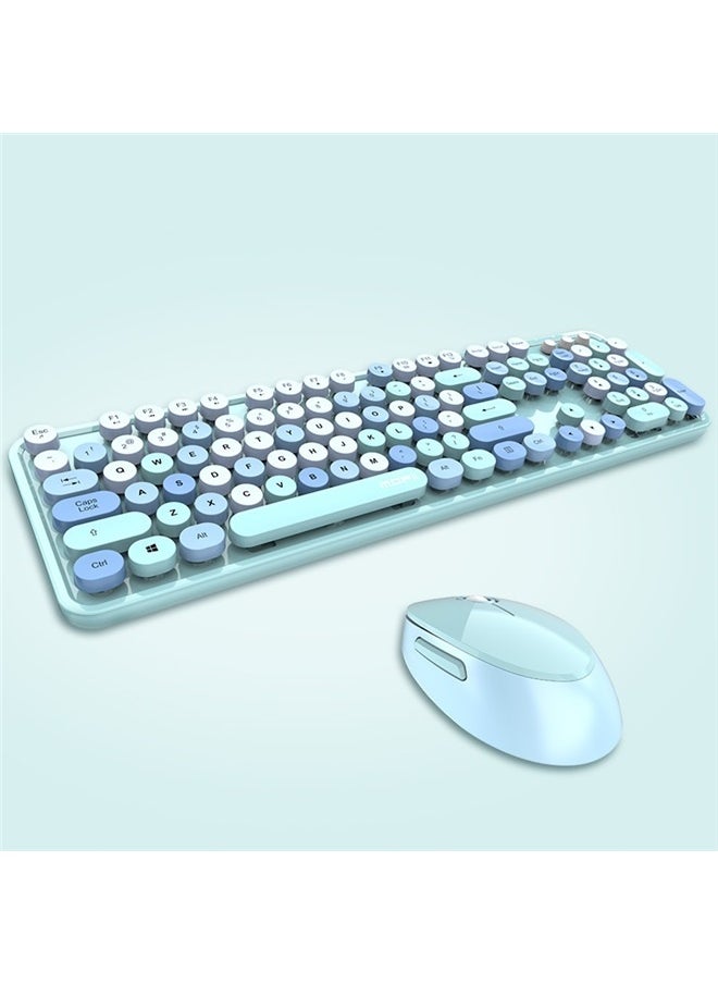 Generic Keyboard and Mouse Wireless 104 keys Combo Set，Wireless Keyboard and Mouse Combo, Blue Retro Keyboard  - Image 2