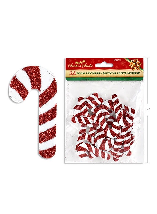 ٢٤ ستيكر صغير لاصق كريسماس فوم جليتر للاعمال اليدوية