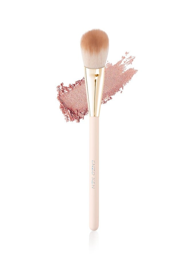 ENZO KEN Angled Blush Brush, Blush Makeup Brush, Detail Blush Brush, Fluffy Blush Brushes for Cheeks, Contour Makeup Brushes, Power Contour Brush - Gold and Pink, 11L04B - Image 1