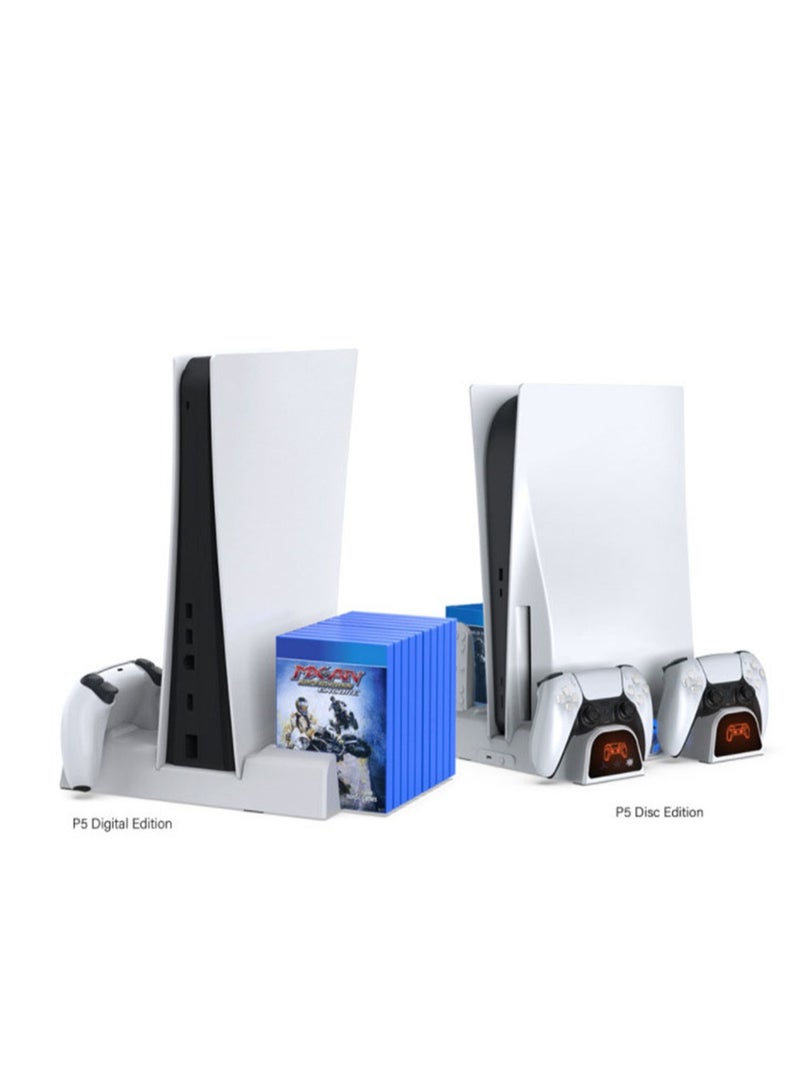 Loquat PS5 game console cooling fan base PS5 controller with blue light charger base with disc storage rack - Image 4