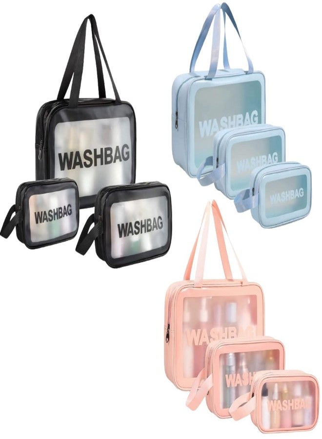 GOMNIK 3 PCS WASH Bag Cosmetic WashBag Makeup Pouch Bag Travel Transparent Toiletry Waterproof Zipper WashBag Household Grooming Kit Portable Organizer Case Carry Pouch (Multi) - Image 2