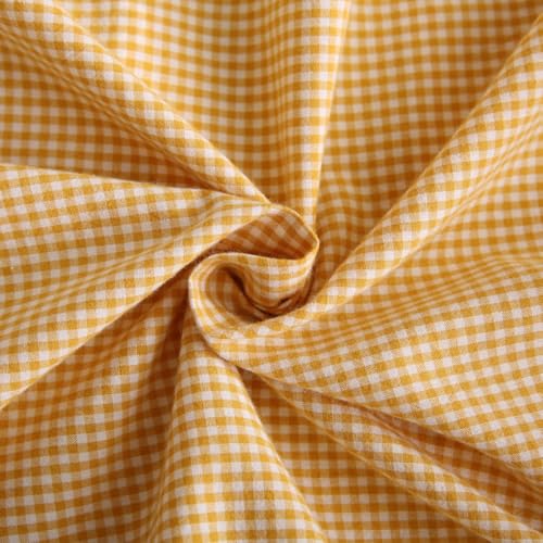 Silnuo Vintage Mustard Plaid Ruffle Throw Pillow Covers 18x18 inches,Washed Cotton Gingham Checkered Yellow Decorative Pillow Shams for Bed,Couch,Sofa - Image 5