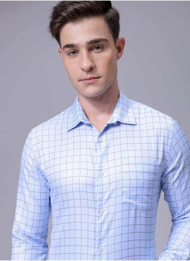 The Indian Garage Co Men Slim Fit Striped Full Sleeves Cutaway Collar Formal Shirt