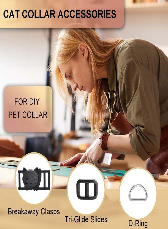 CooBigo طقم مشابك أطواق القطط CooBigo 3/8 بوصة قابلة للفك، 20 مجموعة من مشابك حبل الأمان للقطط، أبازيم باراكورد (أسود) - Image 4