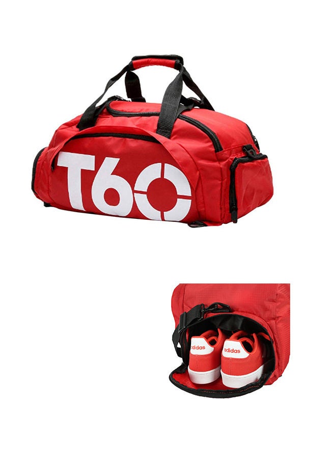 T60 Sports Gym Bag, Travel Duffel bag with Wet Pocket & Shoes Compartment Ultra Lightweight RED - Image 2