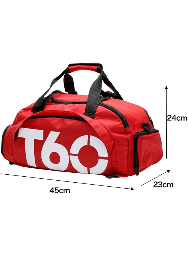T60 Sports Gym Bag, Travel Duffel bag with Wet Pocket & Shoes Compartment Ultra Lightweight RED - Image 3