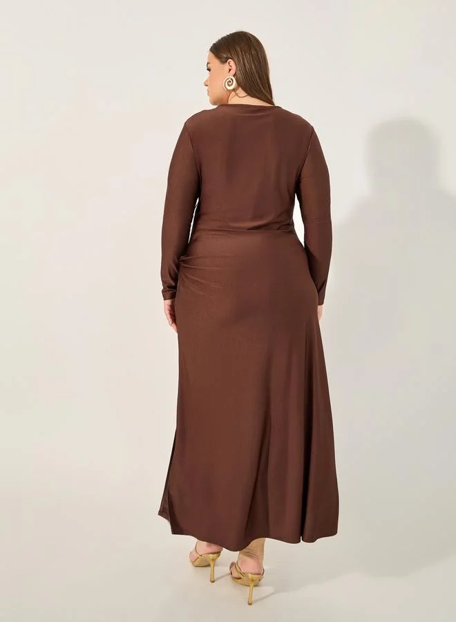 Styli Styli Plus Size Long Sleeves A-Line Maxi Dress