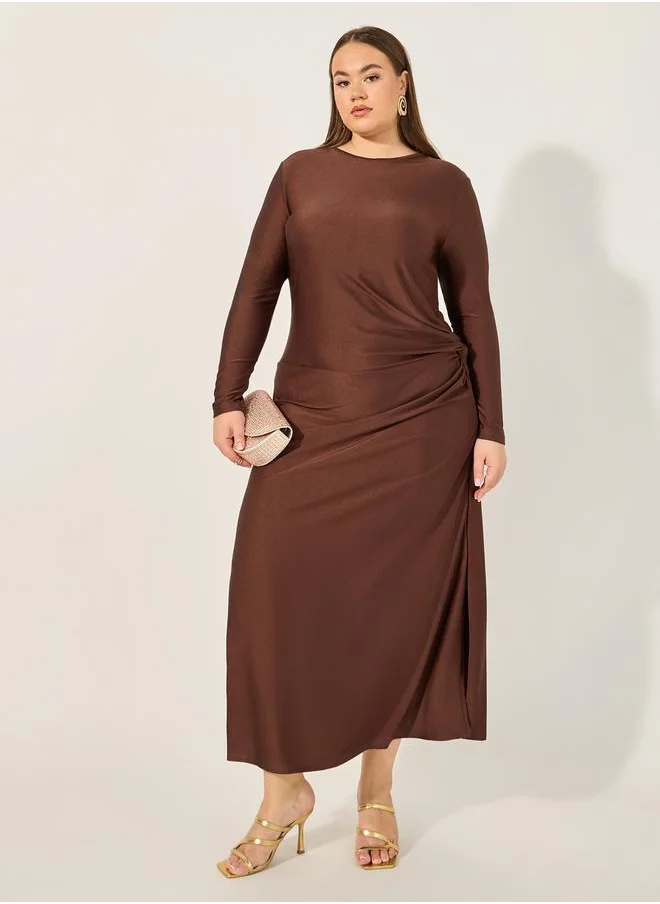 ستايلي Plus Size Long Sleeves A-Line Maxi Dress