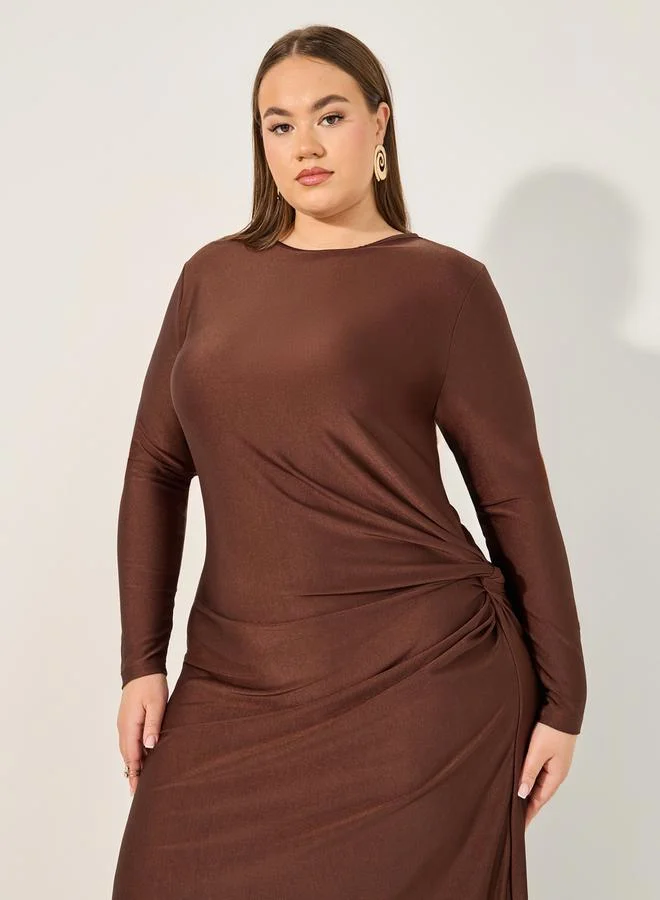 Styli Styli Plus Size Long Sleeves A-Line Maxi Dress