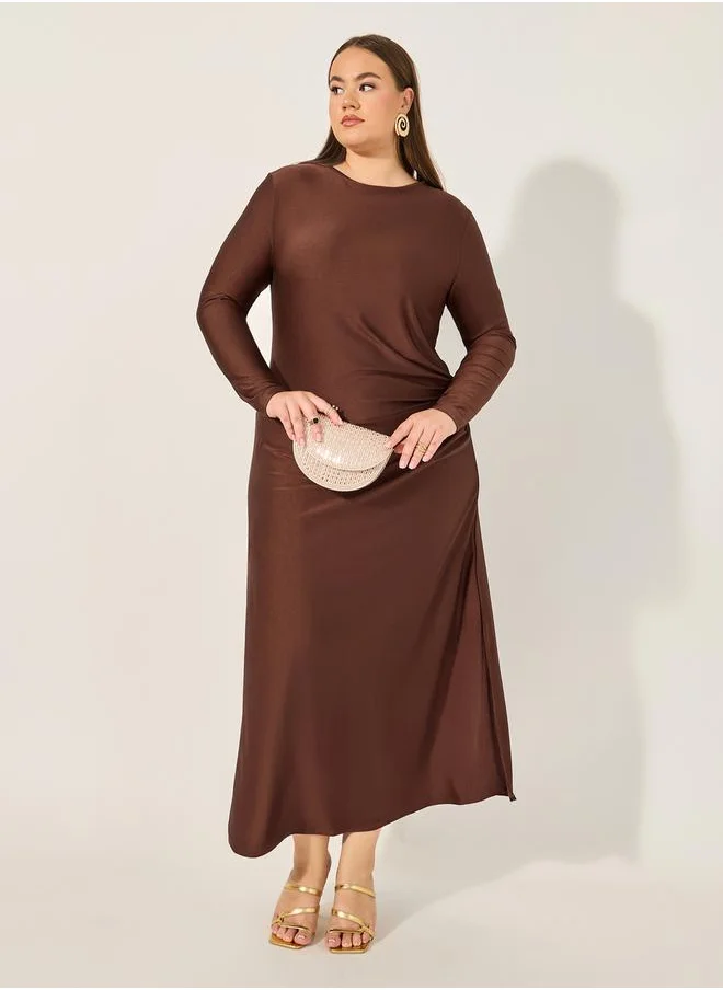 Styli Plus Size Long Sleeves A-Line Maxi Dress