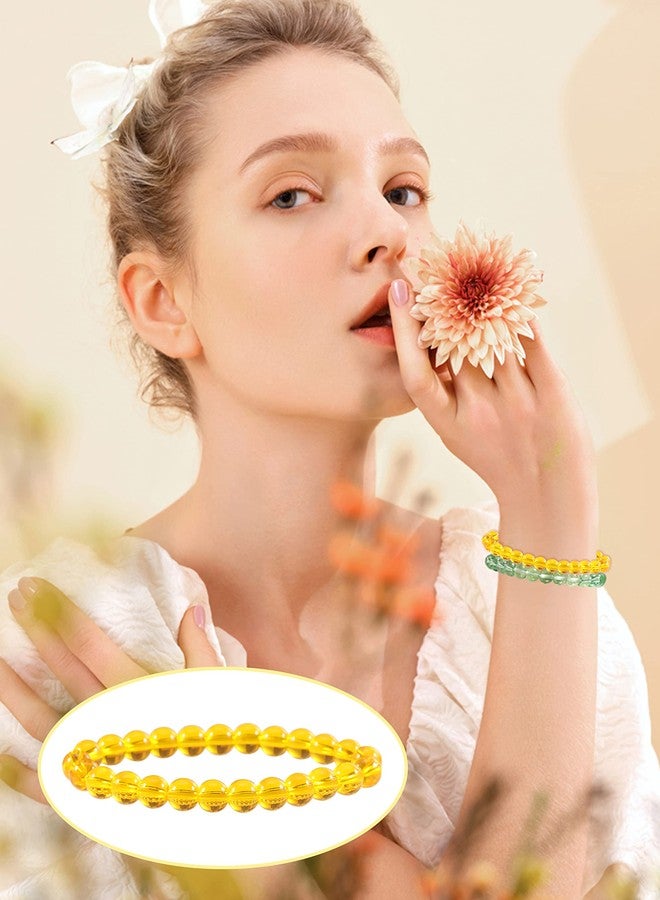 PIPITREE 15Pcs 6mm Beaded Stretch Bracelet Handmade Glass Bracelet for Women, Multicolor Crystal Round Beads Bracelet Elastic Bead Bracelets Pack Jewelry - Image 5