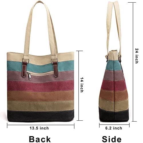 SNUG STAR Canvas Handbag Multi-Color Striped Lattice Cross Body Shoulder Purse Bag Tote-Handbag for Women (Multi Color E) - Image 2