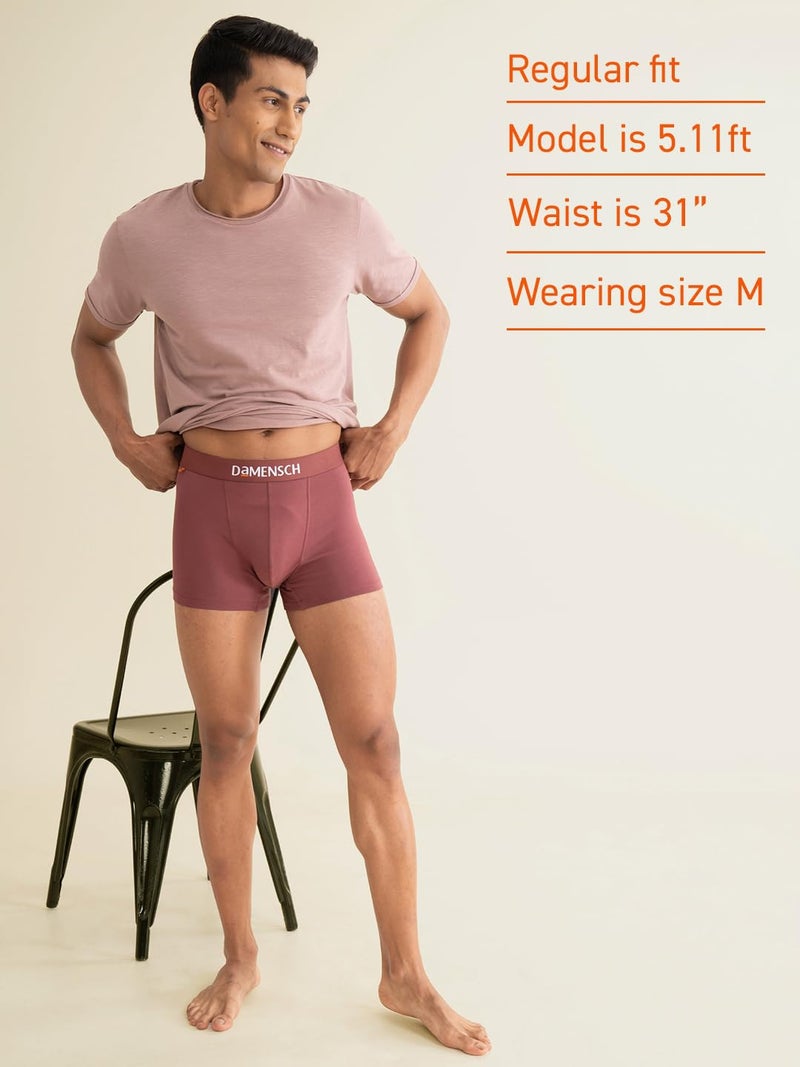 DAMENSCH Regular Fit Solid Cotton Blend Trunk Underwear Anti-Bacterial Moisture Wicking Breathable Microfibre Waistband Deo-Cotton Trunks for Men-Olive Night -S - Image 3