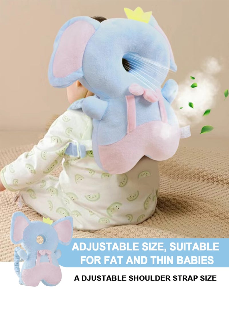 URbazaar Baby Head Protector Backpack, Toddler Baby Head Protection Backpack with 2 Pair Baby Knee for Walking & Crawling, Soft, Breathable and Wearing Safety Baby Head Protector -Elephant  - Image 4