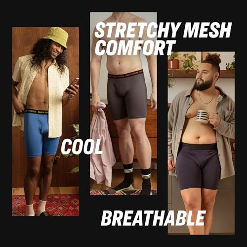 Pair of Thieves Super Fit Long Boxer Briefs for Men - Ultra Soft, Breathable, Quick-Dry Underwear 4-Way Stretch (3 Pack) Black - Image 4