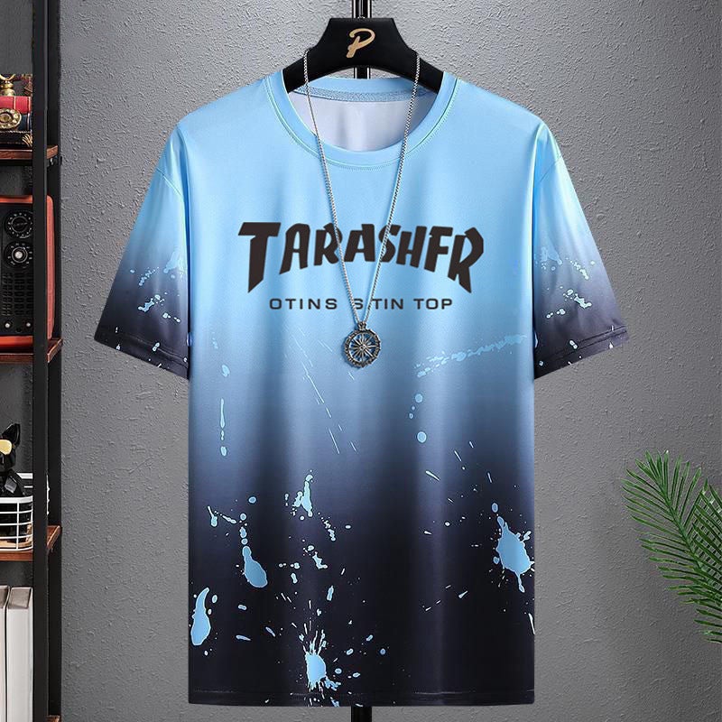 Ice Silk Short-Sleeved T-Shirt Men'S Summer Fashionable Half-Sleeved Men'S Ice-Sensitive Splash-Ink T-Shirt For Students And Teenagers - Image 3