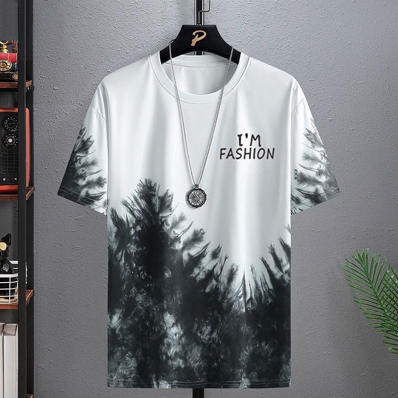 Ice Silk Short-Sleeved T-Shirt Men'S Summer Fashionable Half-Sleeved Men'S Ice-Sensitive Splash-Ink T-Shirt For Students And Teenagers - Image 4