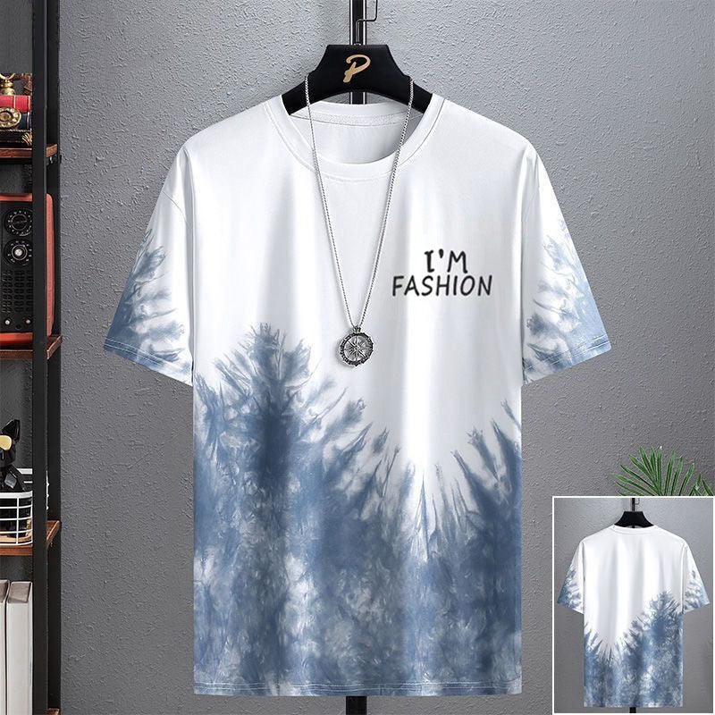 Ice Silk Short-Sleeved T-Shirt Men'S Summer Fashionable Half-Sleeved Men'S Ice-Sensitive Splash-Ink T-Shirt For Students And Teenagers - Image 5