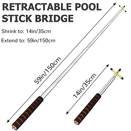 Skylety Pool Cue Snooker Stick Pool Table Accessories Retractable Billiards Cue Rest with Removable Brass Bridge Head(Plus Sign Bridge Head,Stainless Steel) - Image 3