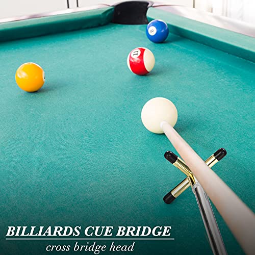 Skylety Pool Cue Snooker Stick Pool Table Accessories Retractable Billiards Cue Rest with Removable Brass Bridge Head(Plus Sign Bridge Head,Stainless Steel) - Image 2