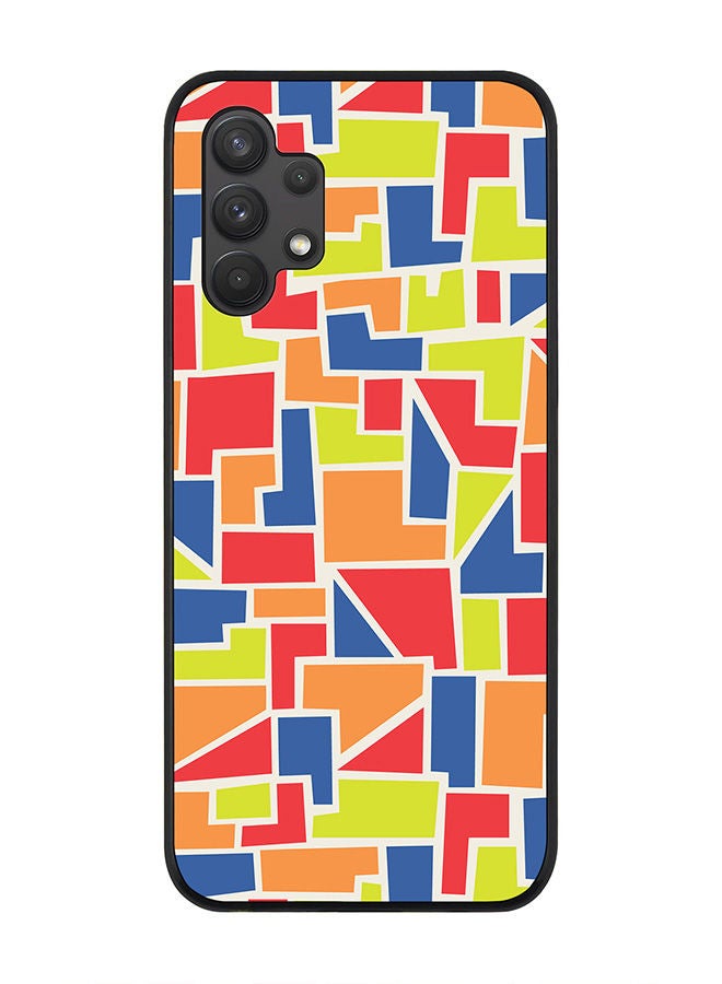 Rugged Black edge case for Samsung Galaxy A32 (LTE/4G) Slim fit Soft Case Flexible Rubber Edges Anti Drop TPU Gel Thin Cover - Color Shapes