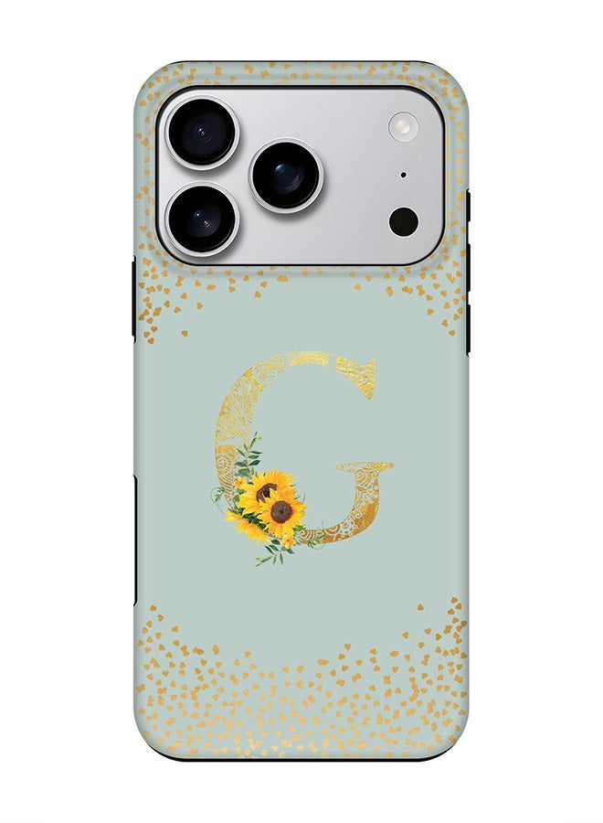 Stylizedd Tough Pro Magnetic Case for iPhone 17 Pro, Dual Layer hybrid PC + TPU Mobile Cover Matte - Custom Floral Monogram - G  (Light Grey )
