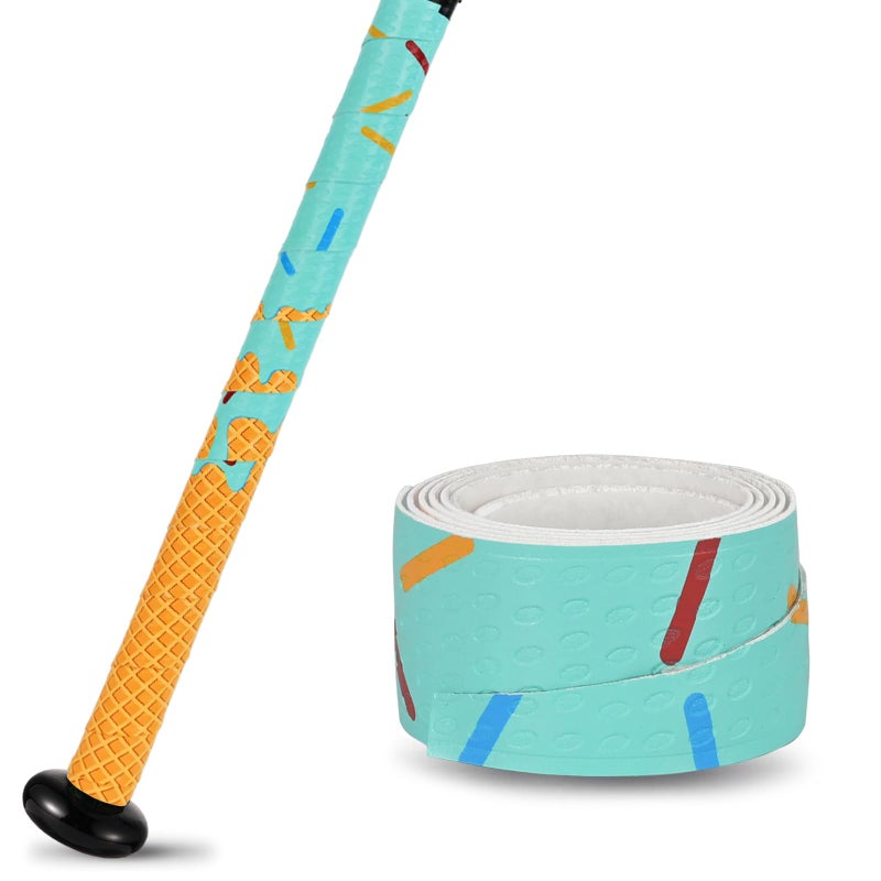 INSUM Bat Grip Tapes, 1.1mm Baseball & Softball Bat Wrap with Debossed 3D Surface, Ice Cream Baseball Drip, Non-Slip All-Weather Performance, Precut for Easy Install - Image 1