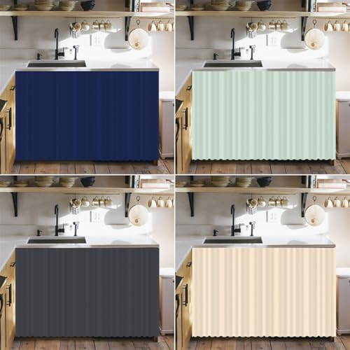 BESTORI Cabinet Curtains for Shelves Privacy Closet Curtain Dust Proof Hook & Loop Under The Sink Curtain for Kitchen Storage Room Black, 39.4" W x 27.6" L (Pack of 1) - Image 2