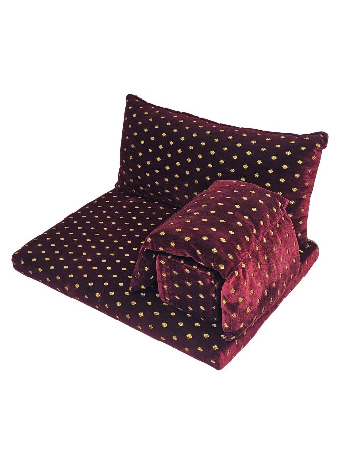 سمارت هوم طقم جلسة أرضية فاخر ٤ في ١ – مجلس عربي تراثي قماش مخمل ناعم، طقم ٤ قطع | ديكور عربي | جلسات خارجية وداخلية - الطقم يتكون من ( مرتبة أرضية و مسند ظهر عريض و ذراع جانبي و مخدة جانبية ) الطقم يناسب كل انواع المجالس والخيم والجلسات الداخلية والخارجية - Image 3