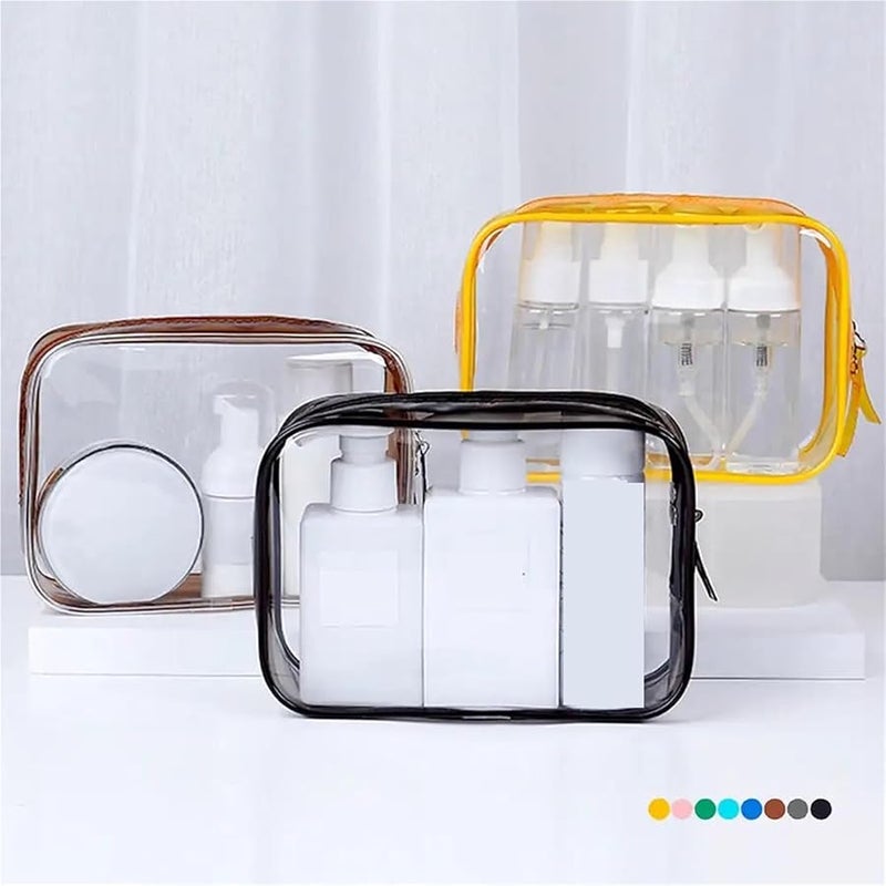 حقيبة مكياج شفافة باللون الأزرق الفاتح 5 قطع سعة كبيرة لتخزين مستحضرات التجميل للسفر قابلة للغسل - Image 4