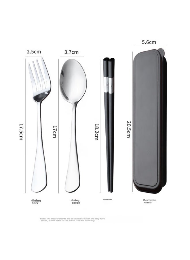 Pick up paintings Shihua Stainless Steel Spoon, Fork, And Alloy Chopsticks Set, Adult Student Travel Portable Cutlery Box, Four-piece Set - Image 2