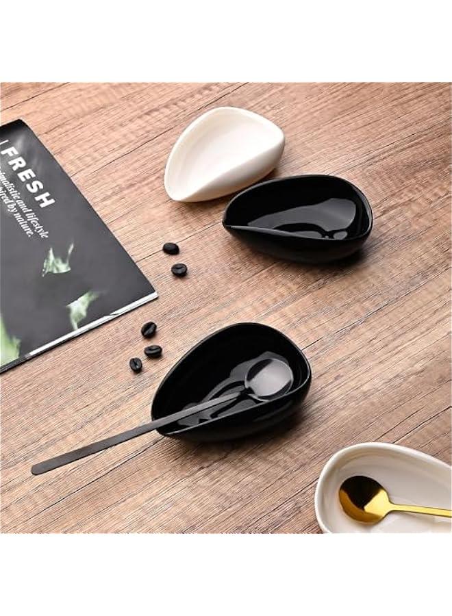 Ceramic 2-Piece Spoon Rest Set, Coffee Spoon Holder with Teaspoon, Minimalism Kitchen Decor for Stirrer, Mini Coffee Bar Accessories with Black Spoons for Afternoon Tea (Black) - Image 5