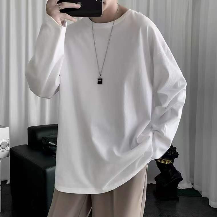 Spring and autumn new American fashion brand heavyweight pure cotton long-sleeved t-shirt for male and female students, loose round neck for couples, trendy and casual - Image 3