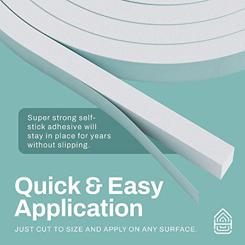 HOME INTUITION 33 Feet Weather Stripping Seal for Doors and Windows Insulation Strip Weatherproof Self Stick Seal 5/16" x 3/4" Soundproof High Density Foam Insulation Tape Adhesive - Image 4