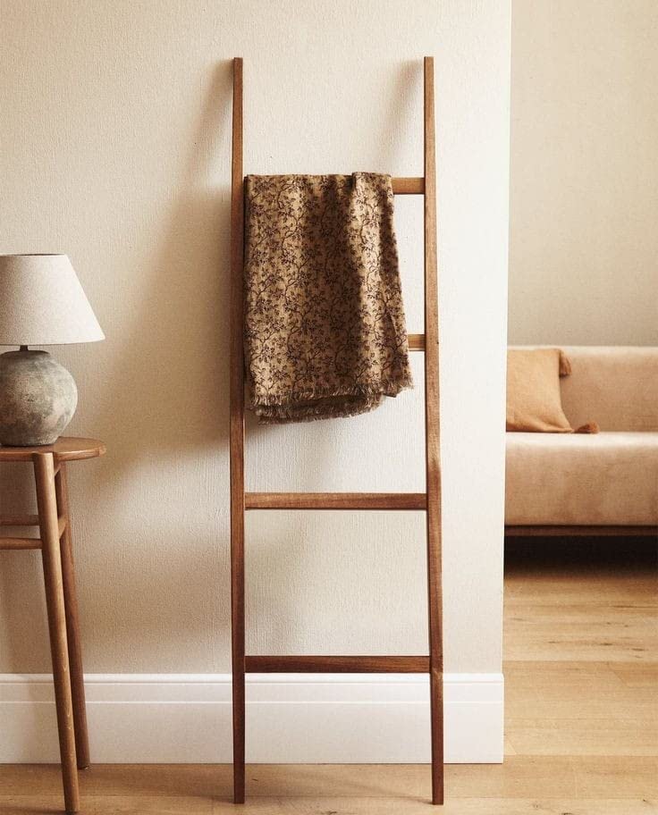 Freestanding Wooden Towel Rack Multiple Tier Sheesham Wood Towel Holder for Bathroom Industrial Towel Bar StandLadder with Storage Shelf for Bathroom Bedroom Laundry Room Kitchen B87 