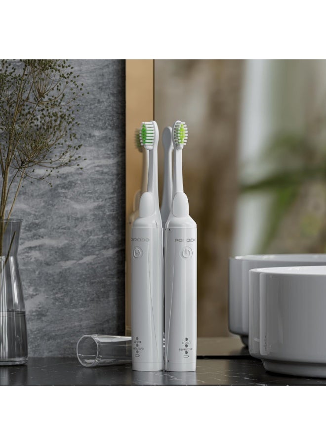 بورودو فرشاة أسنان كهربائية قابلة لإعادة الشحن من بورودو مع وعاء معجون أسنان، وضعان للتنظيف، بطارية 250 مللي أمبير، منفذ شحن USB-C، 8000 حركة/دقيقة، مدة تشغيل تصل إلى 180 يومًا، مقاومة للماء بمعيار IPX7، شحن سريع، تشغيل صامت - أبيض - Image 3