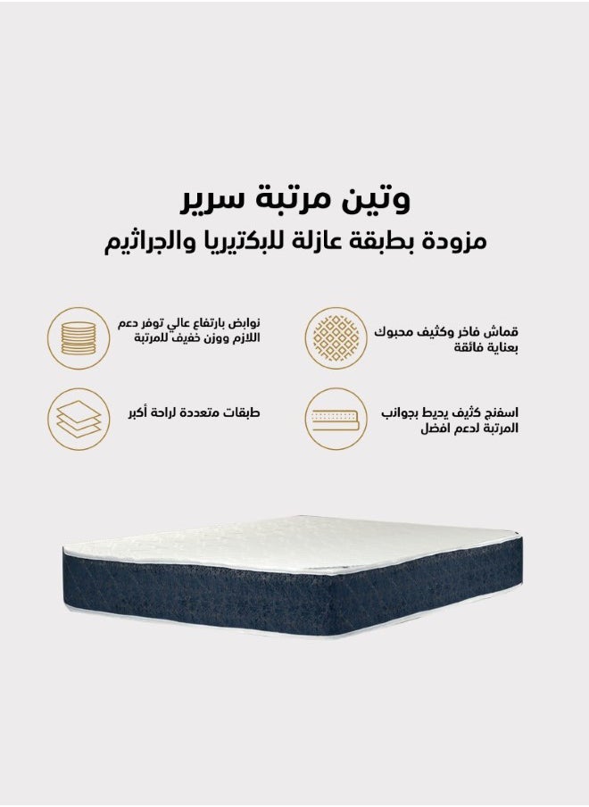 In-House - Hotel Comfort Package | Watin Mattress Size 200x160 cm Thickness 24 cm + mattress Topper Size 200x160 cm Thickness 8 cm + Two Striped Pillows Size 75x50 cm - Image 1