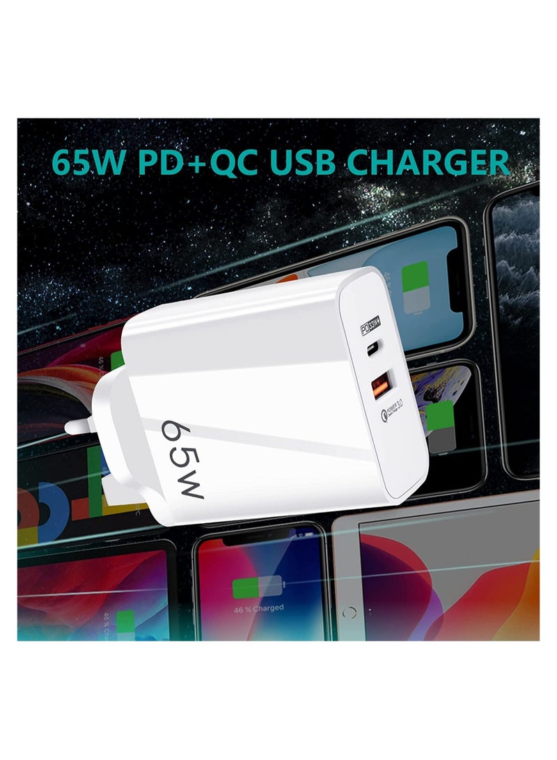 USB C Plug,YHYCC 65W USB C Fast Charger,PD3.0 Type C Super Fast Charger Wall Plug,Dual Port USB Plug Charger for iPhone 14, Samsung, Cell Phones, Mobile Power Bank,iPad,Tablets, Headphones,etc - Image 3