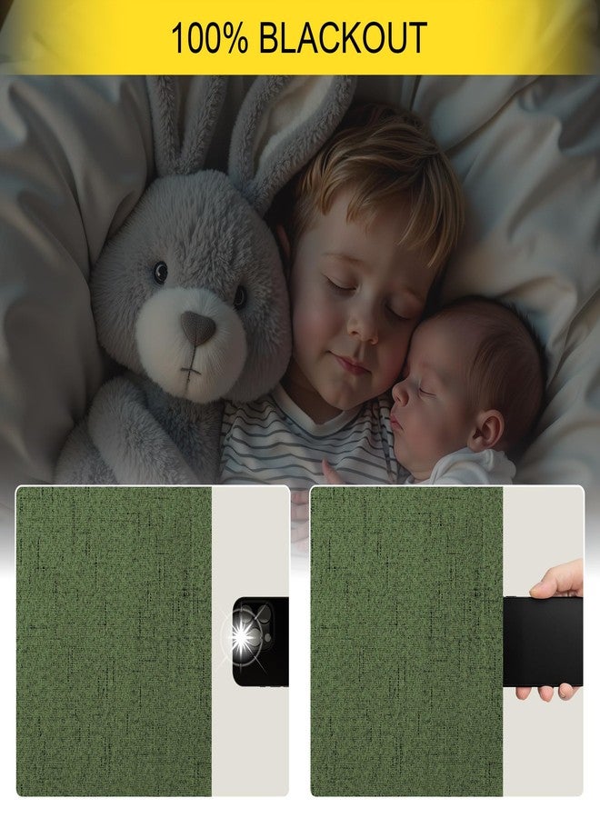 Pitalk ستائر معتمة من قماش الكتان الصناعي بلون الزيتوني من بيتالك، مناسبة لغرفة النوم، مقاس 52 بوصة عرض × 84 بوصة طول - Image 4