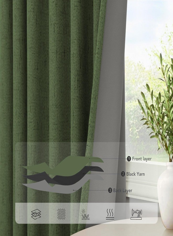 Pitalk ستائر معتمة من قماش الكتان الصناعي بلون الزيتوني من بيتالك، مناسبة لغرفة النوم، مقاس 52 بوصة عرض × 84 بوصة طول - Image 5