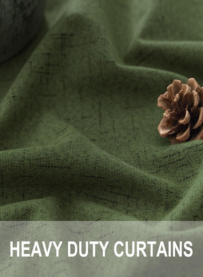 Pitalk ستائر معتمة من قماش الكتان الصناعي بلون الزيتوني من بيتالك، مناسبة لغرفة النوم، مقاس 52 بوصة عرض × 84 بوصة طول - Image 3