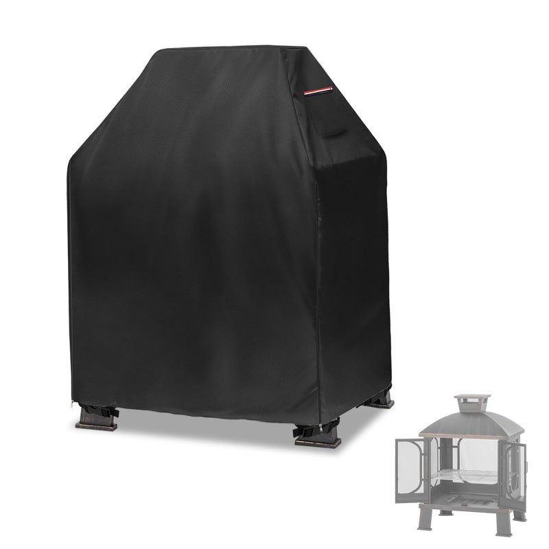 Alickwang Outdoor Fireplace CoverHeavy Duty 600D Waterproof Square Chimineas Fireplace CoversCover for Panovue Chiminea Fire Pit32 L x 24 W x 45 HBlack - Image 2