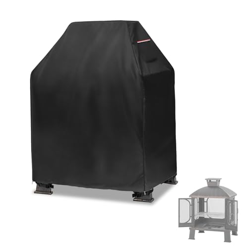 Alickwang Outdoor Fireplace CoverHeavy Duty 600D Waterproof Square Chimineas Fireplace CoversCover for Panovue Chiminea Fire Pit32 L x 24 W x 45 HBlack - Image 1