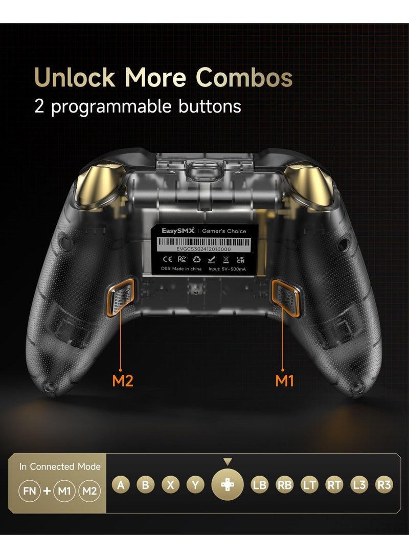 إيزي إس إم إكس وحدة تحكم D05 للكمبيوتر الشخصي - وحدة تحكم احترافية لاسلكية مُحسّنة مزودة بقاعدة شحن/مستشعر هول/إضاءة RGB - بدون انحراف للعصا، بدون منطقة ميتة - تعمل مع أجهزة الكمبيوتر التي تعمل بنظام Windows وAndroid وSteam وSwitch - Image 5