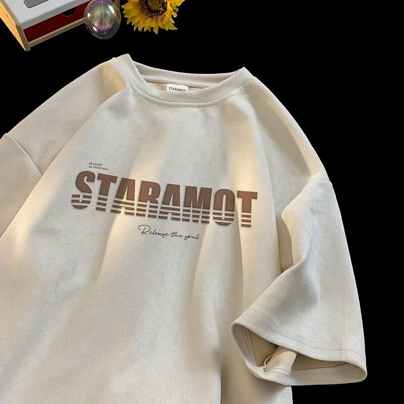 Suede Heavy Short-sleeved T-shirt Men's Summer Trendy Brand Fashionable Ins American Style Retro Loose Casual Half-sleeved T-shirt - Image 4