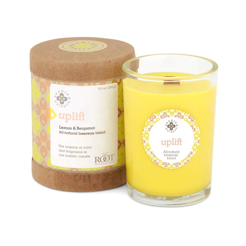 Root Candles Seeking Balance Wood Wick Spa Candle Aromatherapy Candles 65Ounce Uplift Lemon  Bergamot