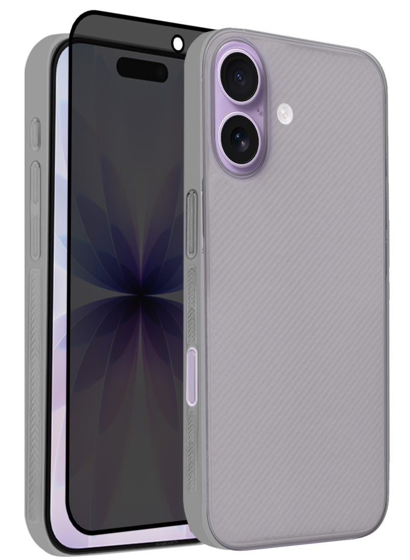 CATANES 2 Packs Case Cover for iPhone 17 - Sturdy Durable Ultra-Thin Case - Air Skin Line Design Transparent Back Cover -  Drop Protection Cover  with Privacy Screen Protector - Black - Image 1