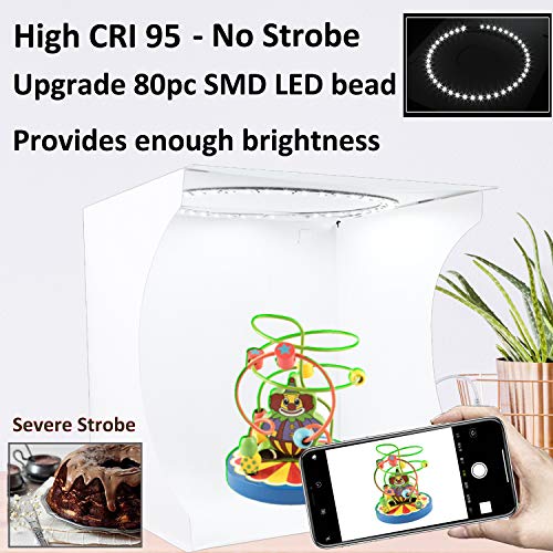 DUCLUS Photo Studio Light Box Kit, 12inch x 12inch Photography Adjustable Light Box with 128pcs SMD LED Beads, Portable Photo Shooting Tent with White Light Warm Light and 6 Color Background - Image 4