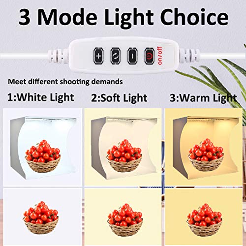 DUCLUS Photo Studio Light Box Kit, 12inch x 12inch Photography Adjustable Light Box with 128pcs SMD LED Beads, Portable Photo Shooting Tent with White Light Warm Light and 6 Color Background - Image 2