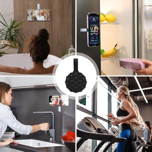 NIYANETAIL 2 Pcs Round Silicone Suction Phone Case | Heart Shape Double-Sided Suction Cup Phone Holder | Reusable Suction Sticker for Back of Phone & Mounting (Set of 2) - Image 4